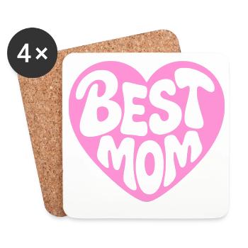 Beste Mama Herzdesign - Untersetzer (4er-Set) - Weiß - Vorne