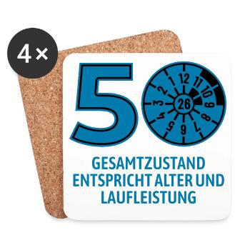HU Februar 2026 - 50 Jahre - Geburtstag Geschenk - Untersetzer (4er-Set) - Weiß - Vorne