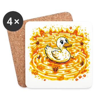 Golden Duck in Burning Lake - Coasters (set of 4) - white - Front