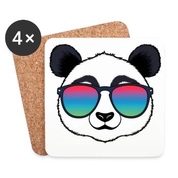 Lunettes de soleil arc-en-ciel Panda - Dessous de verre (lot de 4) - blanc - Devant