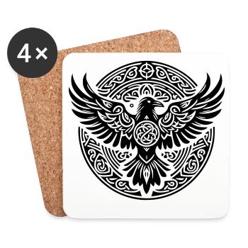Raven Triskel - Black Silence - Coasters (set of 4) - white - Front