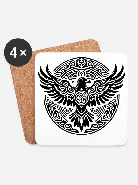 Raven Triskel - Black Silence - Coasters (set of 4) - white