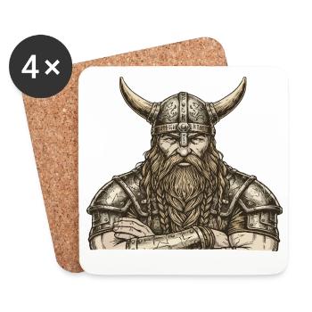 Légende viking viking marin Odin Raven Fighter - Dessous de verre (lot de 4) - blanc - Devant