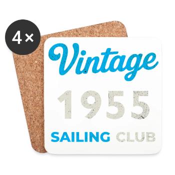 Vintage 1955 – Sailing Club Retro Geburtsjahr - Untersetzer (4er-Set) - Weiß - Vorne