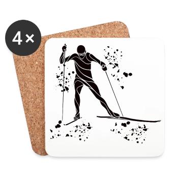 Cross-country skiing Cross-country skiing - Coasters (set of 4) - white - Front