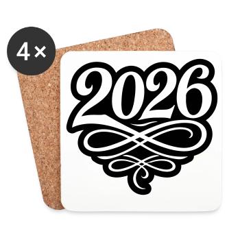 Année 2026 - Dessous de verre (lot de 4) - blanc - Devant