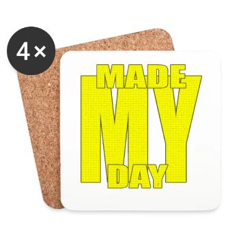 Made My Day Bold Yellow Typography Statement Art - Untersetzer (4er-Set) - Weiß - Vorne