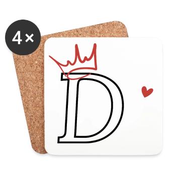 Heart Crown Letter - Coasters (set of 4) - white - Front