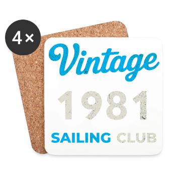 Vintage 1981 – Sailing Club Retro Birth Year - Coasters (set of 4) - white - Front