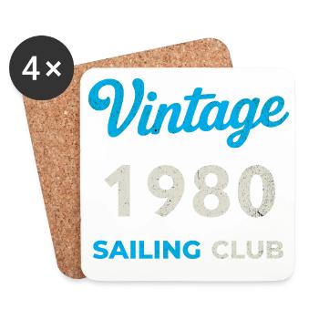 Millésime 1980 – Année de naissance rétro du Yachting Club - Dessous de verre (lot de 4) - blanc - Devant