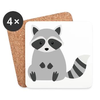 Cute sitting raccoon minimalist style - Coasters (set of 4) - white - Front