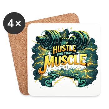 Hustle for Muscle Gym Motivation Fitness Workout - Untersetzer (4er-Set) - Weiß - Vorne
