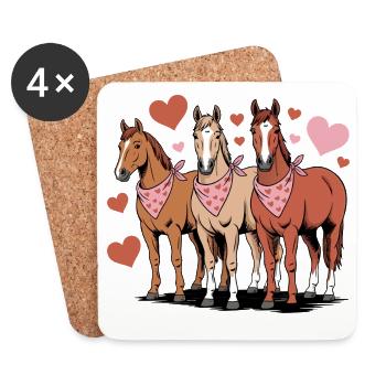 Les chevaux aiment la Saint-Valentin Heart Equestrian - Dessous de verre (lot de 4) - blanc - Devant