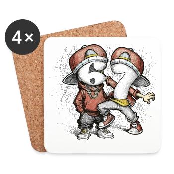 Number Duo Street Style Dancing Six Seven 67 - Coasters (set of 4) - white - Front