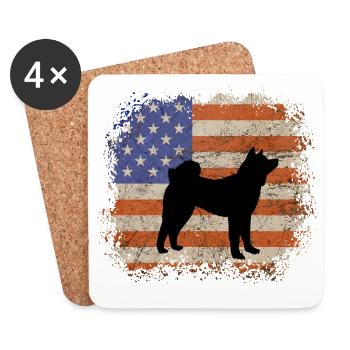 American Akita Silhouette – Kräftige Hunderasse-Grafik - Untersetzer (4er-Set) - Weiß - Vorne