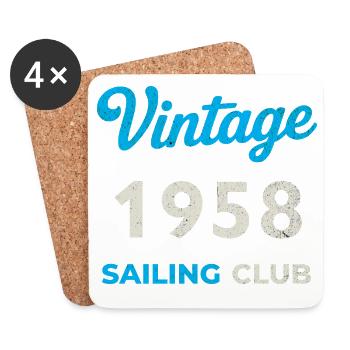 Vintage 1958 – Sailing Club Retro Birth Year - Coasters (set of 4) - white - Front