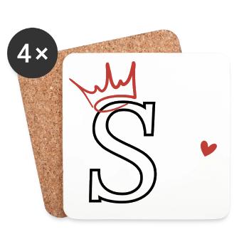 Letter s crown heart - Coasters (set of 4) - white - Front