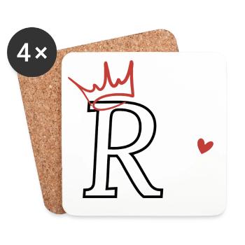Buchstabe r Kronenherz - Untersetzer (4er-Set) - Weiß - Vorne