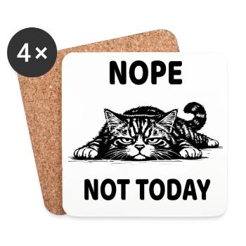 Nope Not Today Katze Lustiges Lustloses Design - Untersetzer (4er-Set) - Weiß - Vorne
