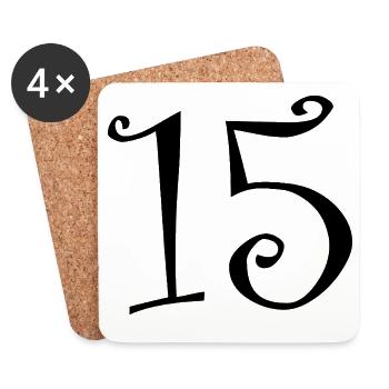 15. 15 ANS. 15e ANNIVERSAIRE. ANNIVERSAIRE 15 ANS. - Dessous de verre (lot de 4) - blanc - Devant