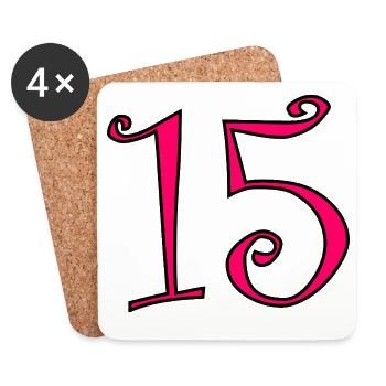 15. 15 ANS. 15e ANNIVERSAIRE. ANNIVERSAIRE 15 ANS. - Dessous de verre (lot de 4) - blanc - Devant