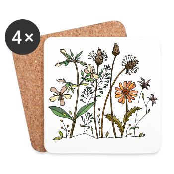 Blumen - Untersetzer (4er-Set) - Weiß - Vorne