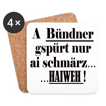 Bündner kennt  nur ai schmärz Haiweh - Untersetzer (4er-Set) - Weiß - Vorne