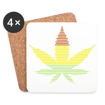 Cannabis-Blatt - Untersetzer (4er-Set) - Weiß - Vorne