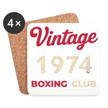 Vintage 1974 – Année de naissance rétro du Boxing Club - Dessous de verre (lot de 4) - blanc - Devant