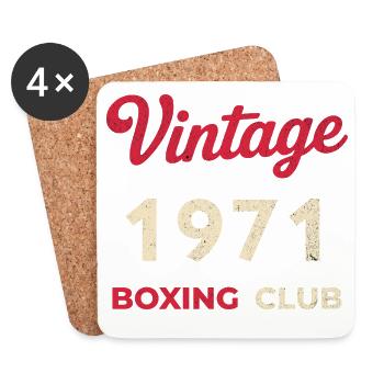 Vintage 1971 – Boxing Club Retro Birth Year - Coasters (set of 4) - white - Front