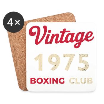 Vintage 1975 – Année de naissance rétro du Boxing Club - Dessous de verre (lot de 4) - blanc - Devant