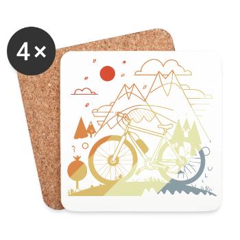 Mountainbiken Vintage - Untersetzer (4er-Set) - Weiß - Vorne
