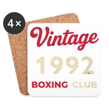 Police rétro « Vintage 1992 – Boxing Club » en occasion - Dessous de verre (lot de 4) - blanc - Devant