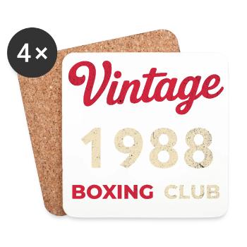 Vintage 1988 – Boxing Club Retro Birth Year - Coasters (set of 4) - white - Front