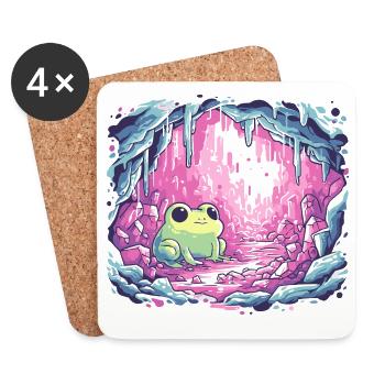 Frog in the pink crystal cauldron - Coasters (set of 4) - white - Front