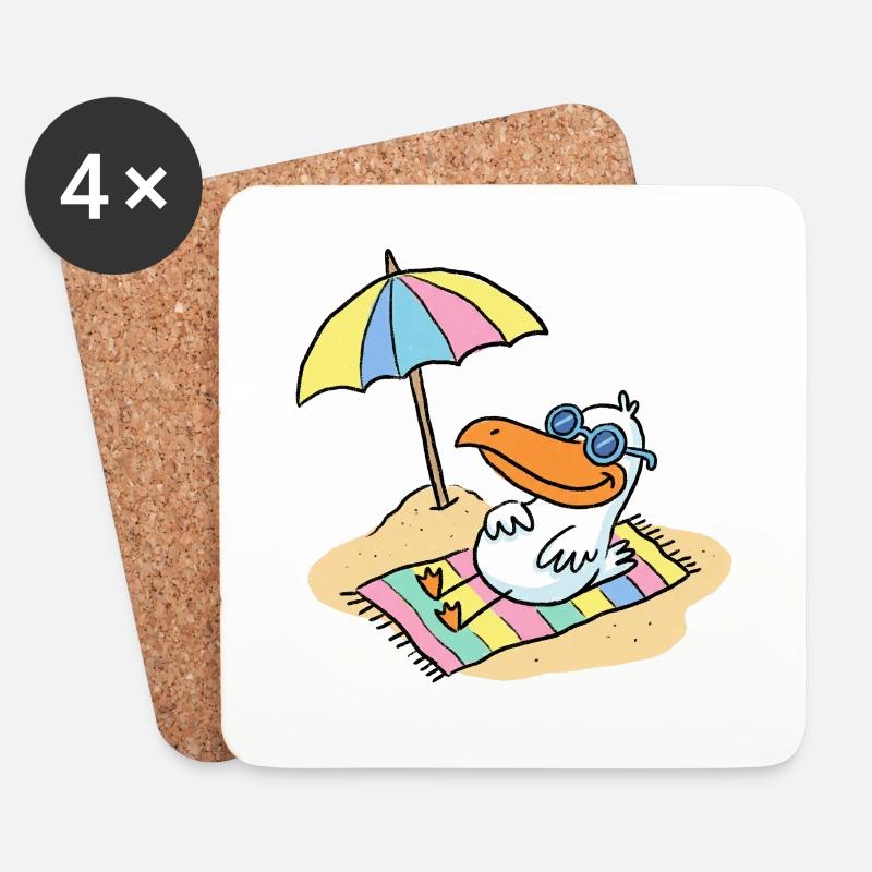 Sonnenvogel am Strand mit Schirm - Untersetzer (4er-Set) - Weiß