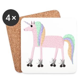 Unicorn_rollerSKate - Dessous de verre (lot de 4) - blanc - Devant
