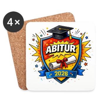 Abitur 2026 Schild – Abschlusslogo - Untersetzer (4er-Set) - Weiß - Vorne