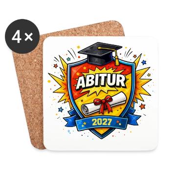 Abitur 2027 Abschluss Comic Schild - Untersetzer (4er-Set) - Weiß - Vorne