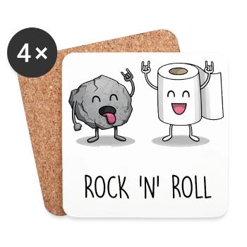 Funny Rock 'n' Roll Cartoon Design - Coasters (set of 4) - white - Front
