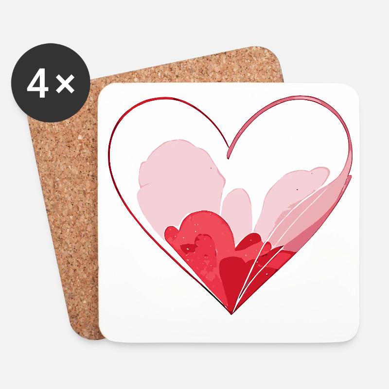 Aquarell Herz - Stilvolles Valentinstagsgeschenk - Untersetzer (4er-Set) - Weiß