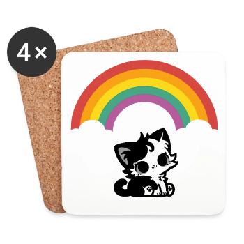 Goth Katze unterm Regenbogen Motiv - Untersetzer (4er-Set) - Weiß - Vorne