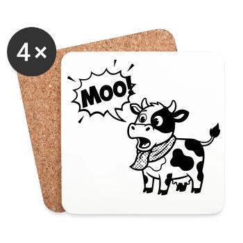 Bulle de dialogue comique Drôle de Vache meugement - Dessous de verre (lot de 4) - blanc - Devant
