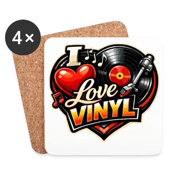 Love Vinyl Heart Logo - Untersetzer (4er-Set) - Weiß - Vorne