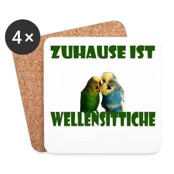 Home is where my budgies are - Coasters (set of 4) - white - Front