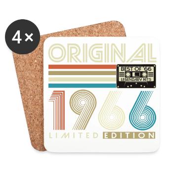 60th Birthday 1966 Vintage Born Retro - Coasters (set of 4) - white - Front