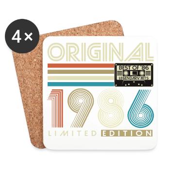 40. Geburtstag Retro Geschenk 1986 Jahrgang - Untersetzer (4er-Set) - Weiß - Vorne
