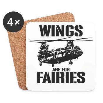 Wings Are for Fairies – Chinook Helicopter Pilot - Coasters (set of 4) - white - Front
