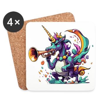 Color explosion unicorn trumpeter - Coasters (set of 4) - white - Front