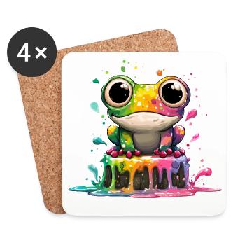 Rainbow Frog Kitchen Magic - Coasters (set of 4) - white - Front